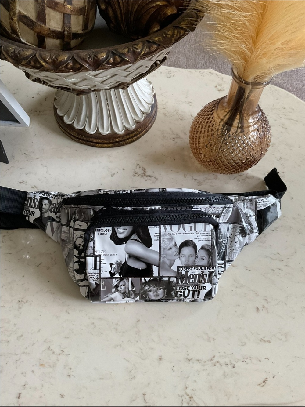 Vogue Black & White Photo-Collage Crossbody Bag - Picture 2 of 3